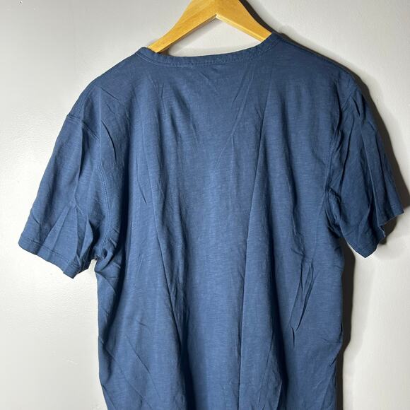 Everlane Men's Cotton Slub Henley Tee Shirt XL Blue Short Sleeve Casual - Picture 6 of 8